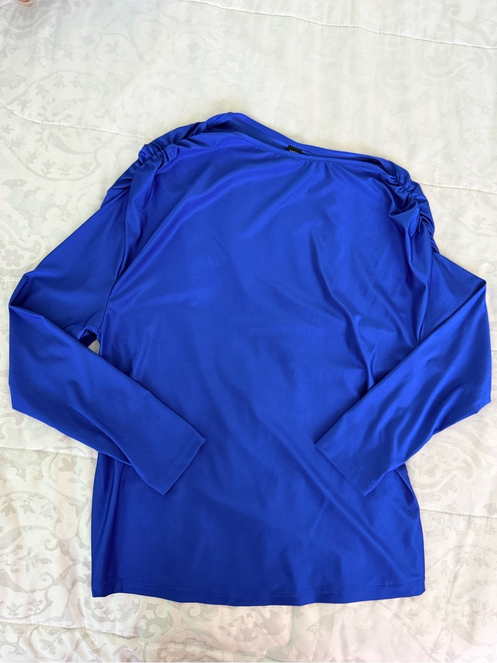 SHEIN Royal Blue Long Sleeve Ruched Shoulder Top